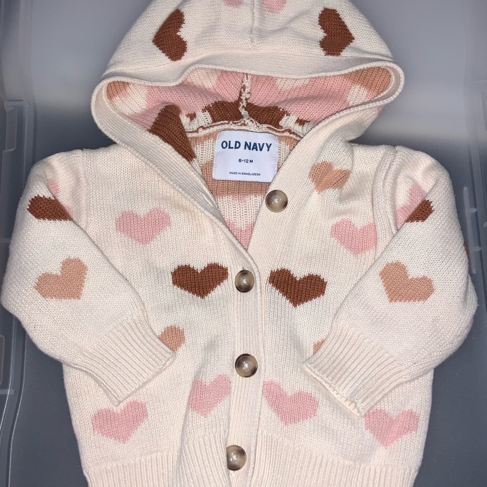 Old Navy Cream Cardigan with Heart Design